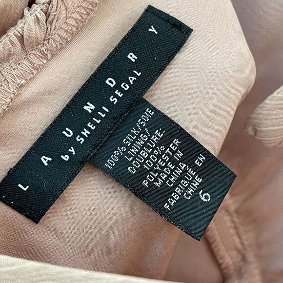 Laundry By Shelli Segal Womens 6 Dusty Pink 100% Silk Babydoll Dress Open Back - Picture 3 of 12